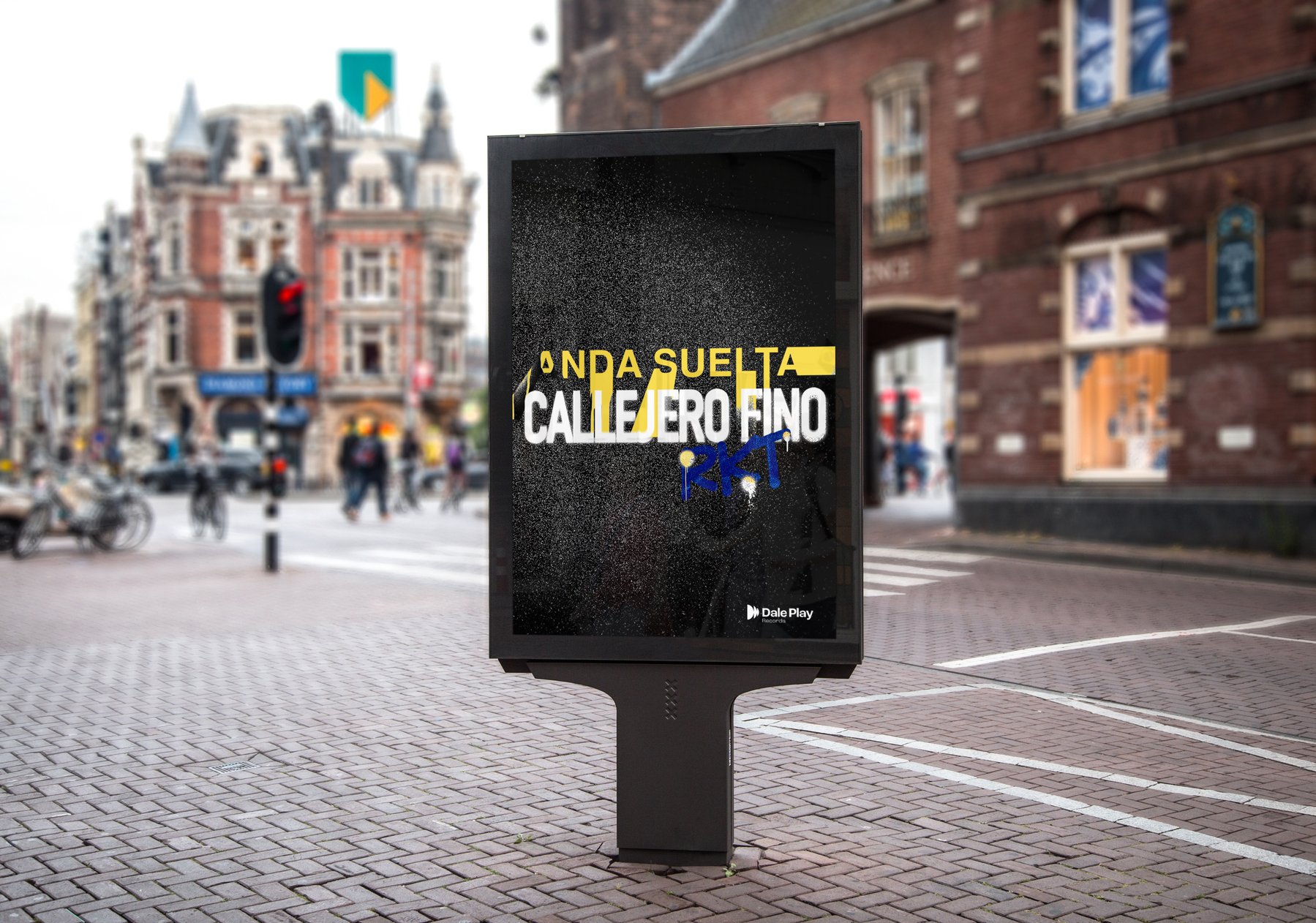 Callejero Fino — mockup en parada de colectivo, versión alternativa