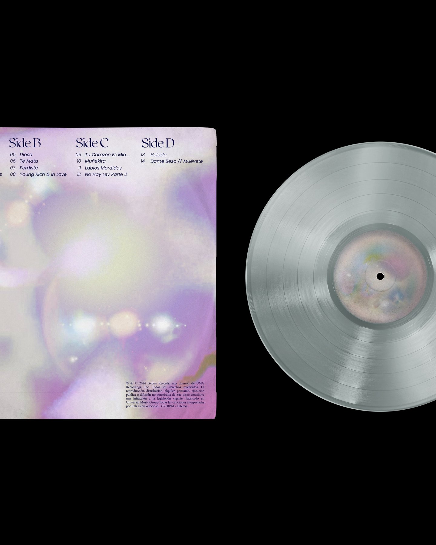 Orquideas — Kali Uchis, contratapa con Side B, C y D, y vinilo