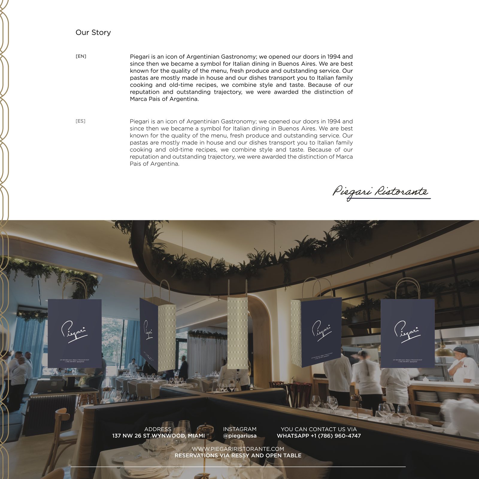 Piegari Ristorante — Brand story y aplicación en el local