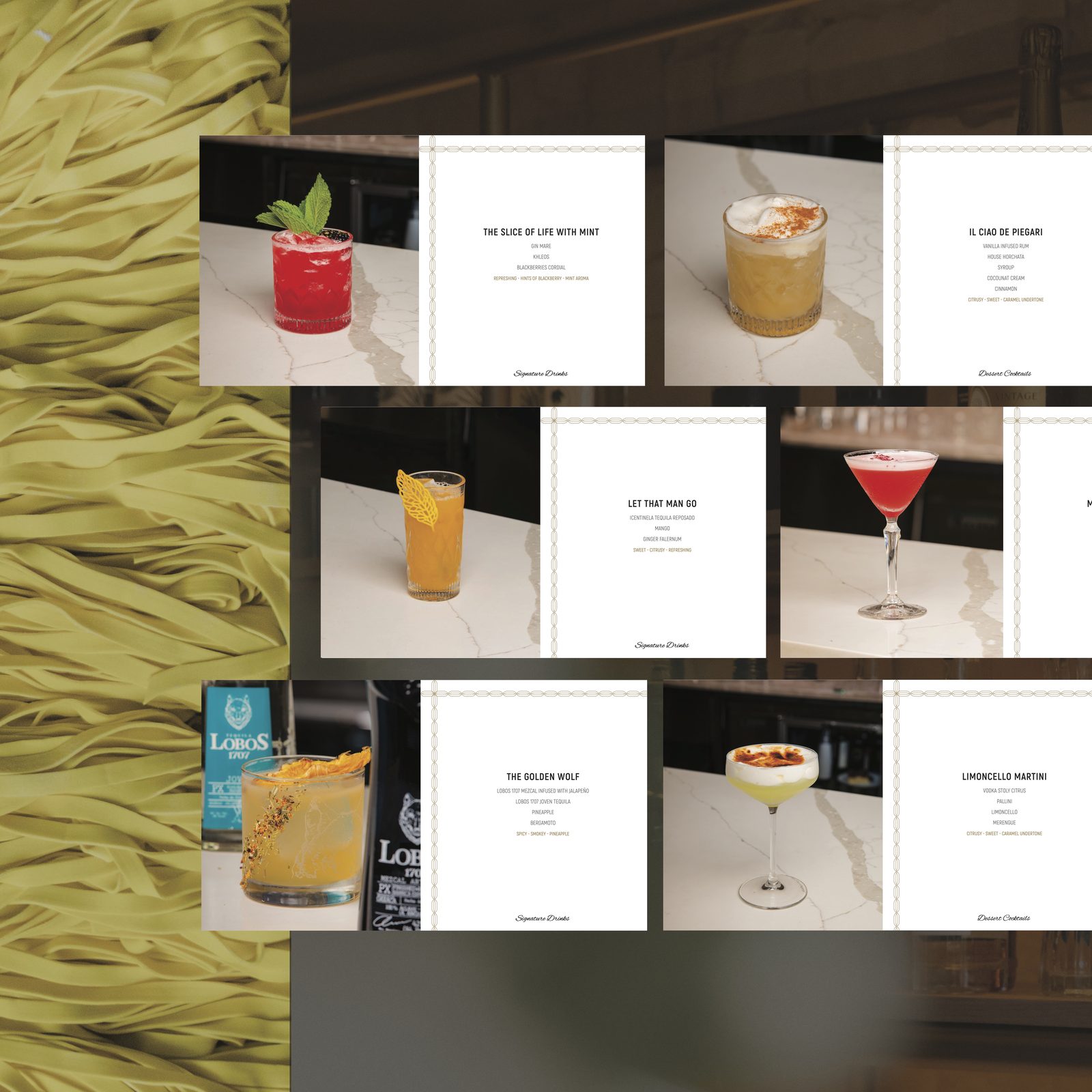 Piegari Ristorante — Carta de cócteles