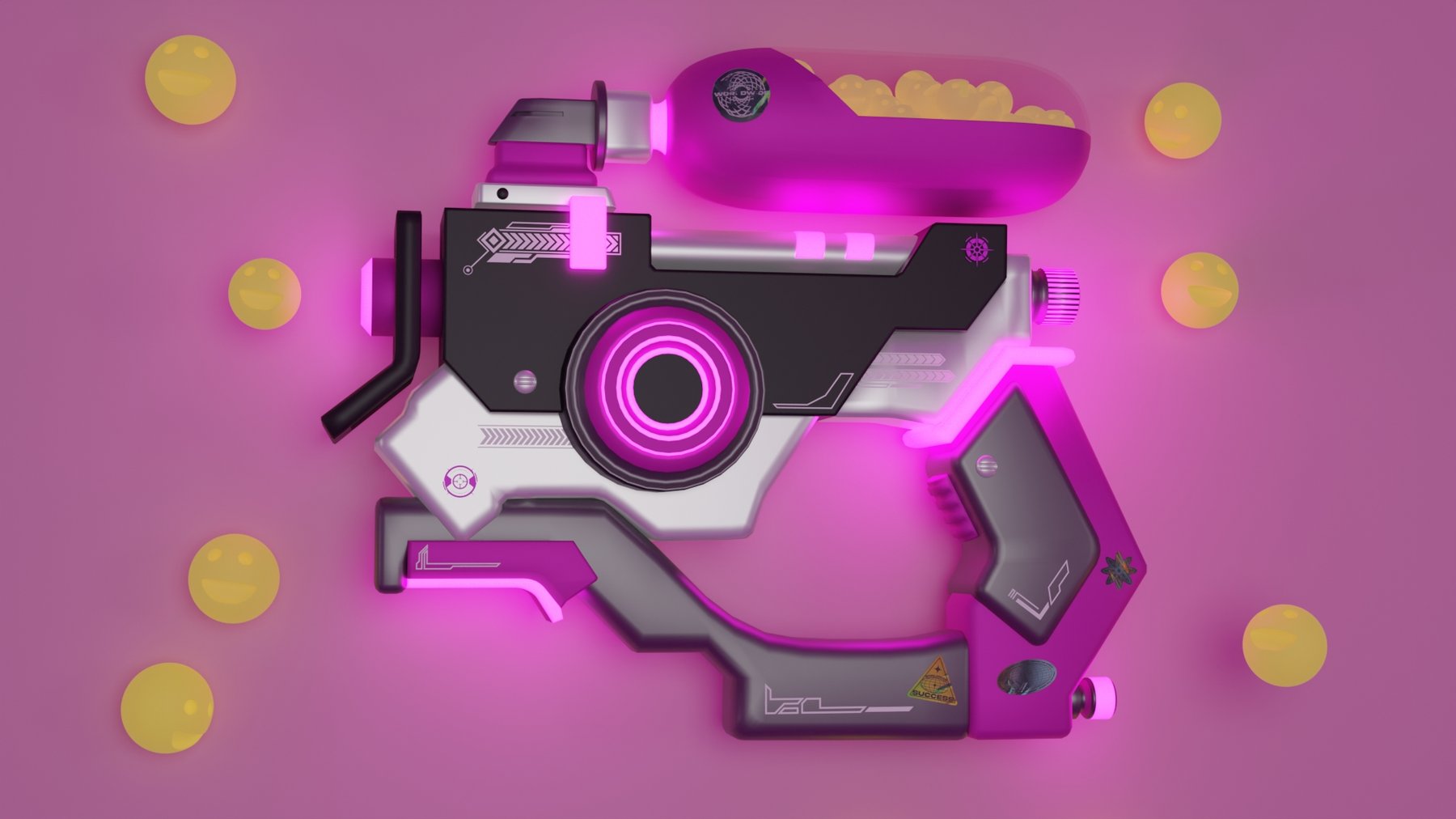 Pistola Cyberpunk — modelado 3D