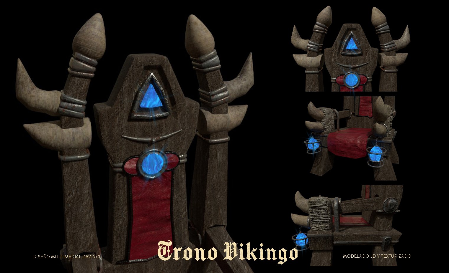 Trono Vikingo — modelado 3D y texturizado